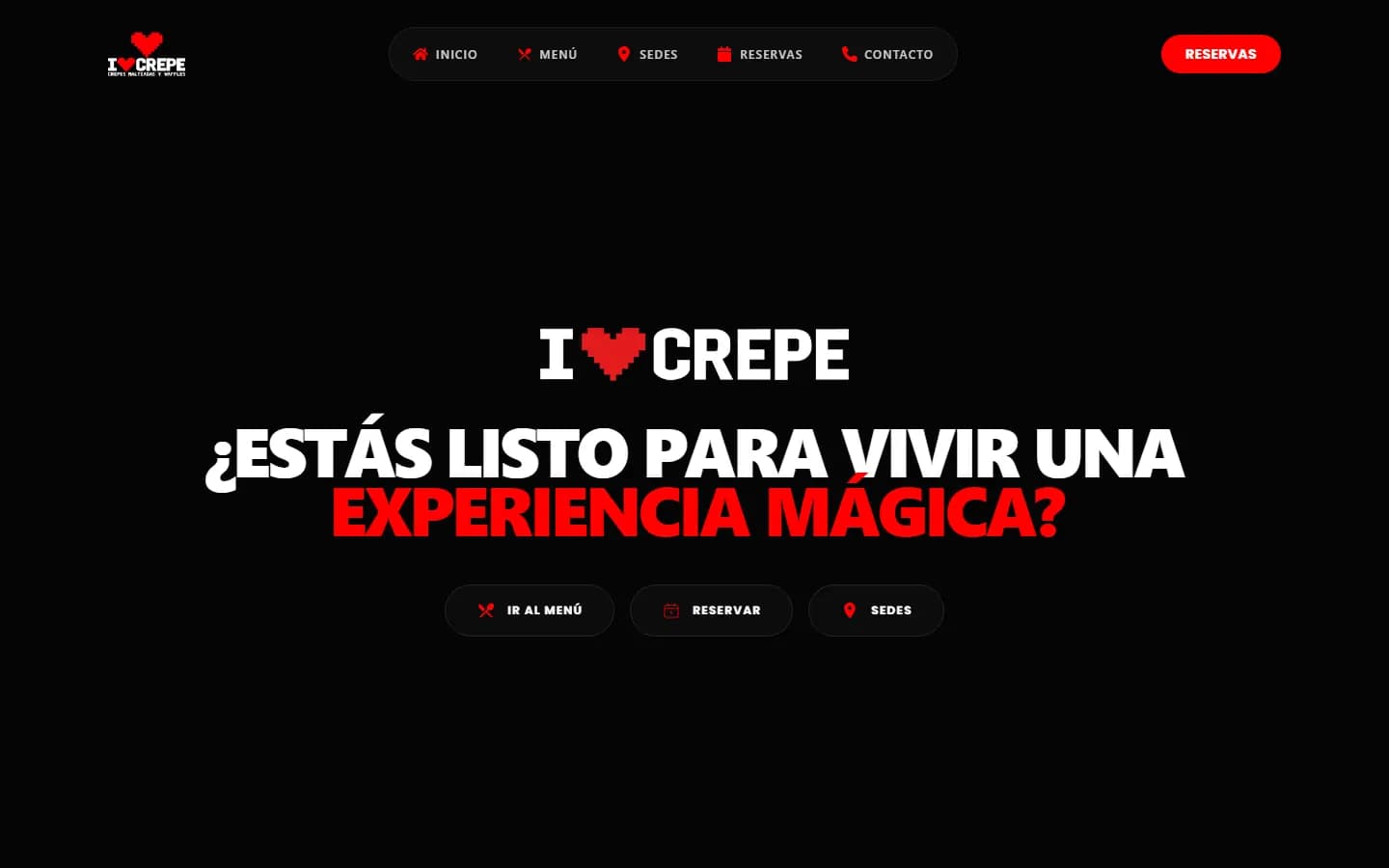 Portada de I Love Crepe con su identidad en negro y rojo