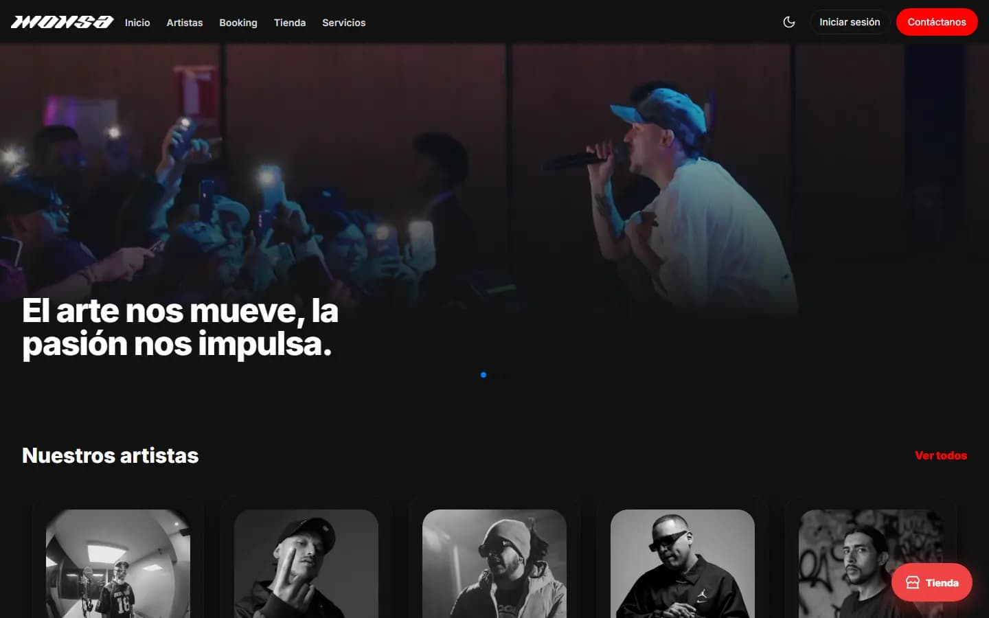 Inicio de Monsaent con el carrusel de artistas de la agencia