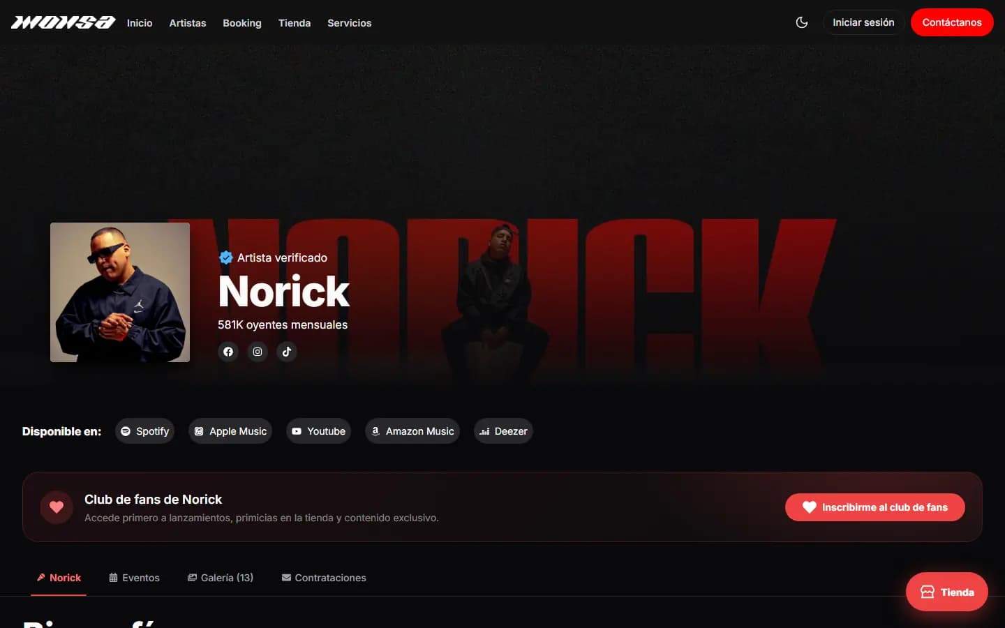 Perfil del artista Norick en Monsaent