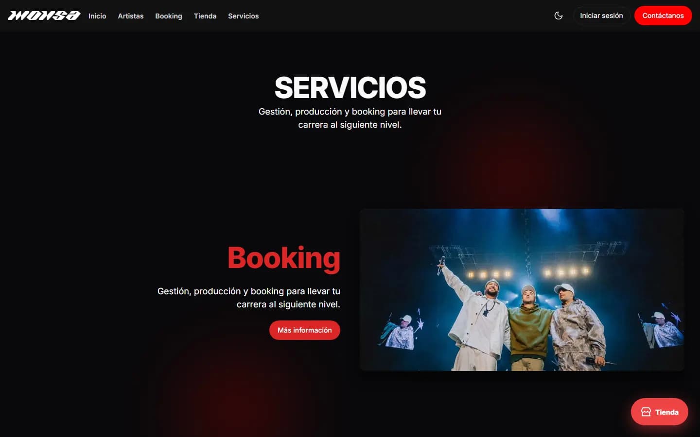 Servicios de Monsaent: management, business management y booking