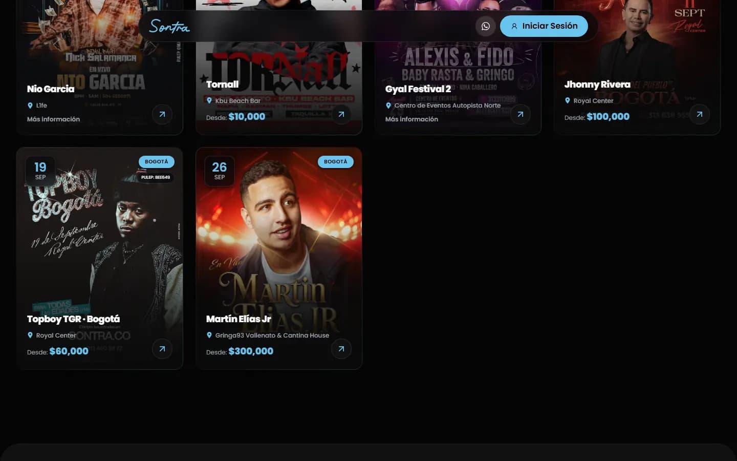 Listado de próximos eventos de Sontra con fechas y registro PULEP
